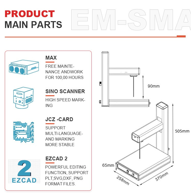 EM-Smart One(R) - 20W Portable Laser Engravers for Metal With/Without Rotary